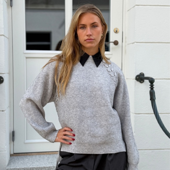 Co'couture - Co'couture RowCC Braid String Strik - Grey Melange
