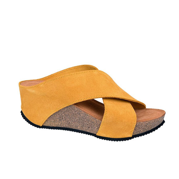 BELLA MODA - Kilehæl Sandal Yellow - - Fri Fragt Over 399,-
