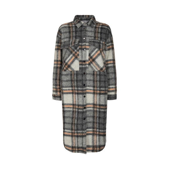 Co'couture - Co'couture Kelly Long Wool Check Skjortejakke 