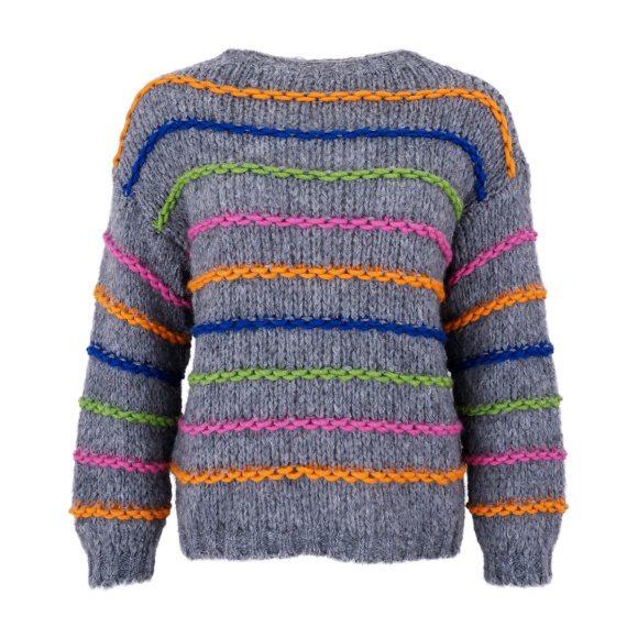 Black Colour - Black Colour Violet Chunky Jumper