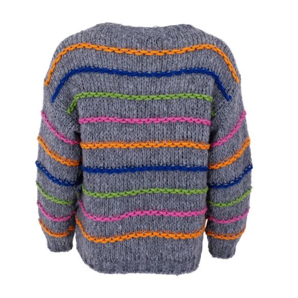 Black Colour - Black Colour Violet Chunky Jumper