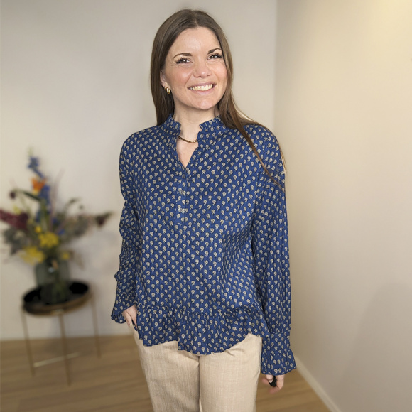 Black Colour - Black Colour Flora Ruffle Bluse