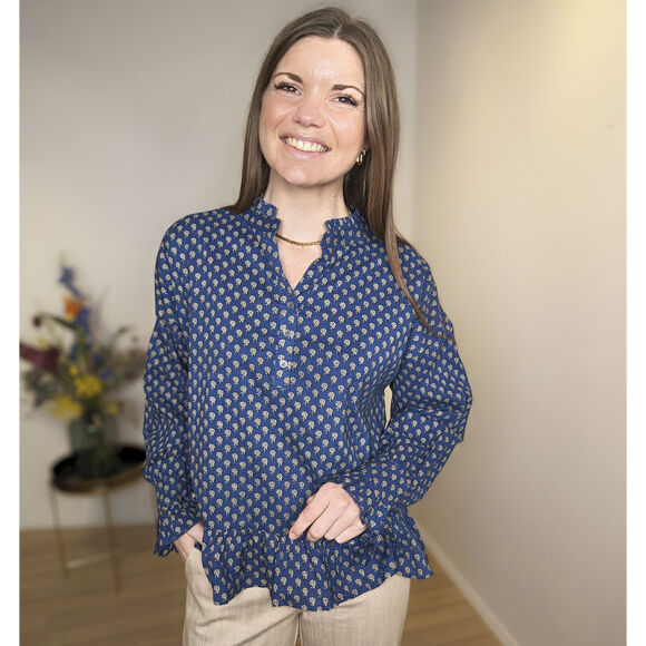 Black Colour - Black Colour Flora Ruffle Bluse