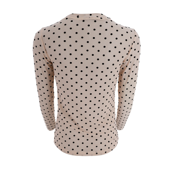 Black Colour - Black Colour Ennie Dotted Mesh Bluse
