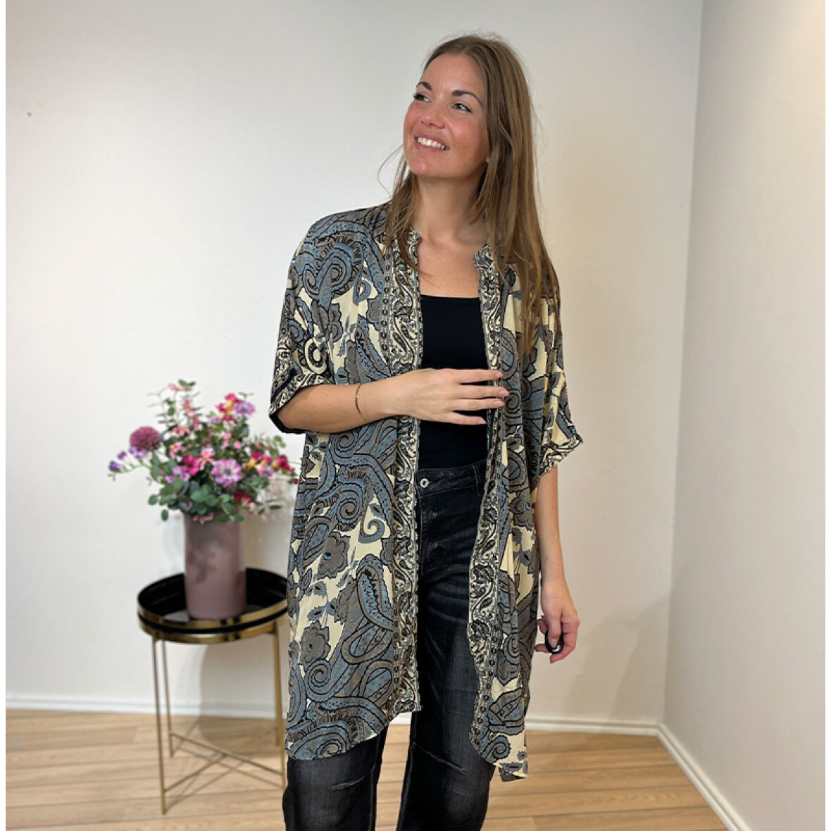 Black Colour Luna Tunic cashmere mix green