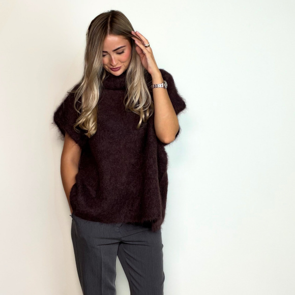 Black Colour - Black Colour Rollneck Strikvest