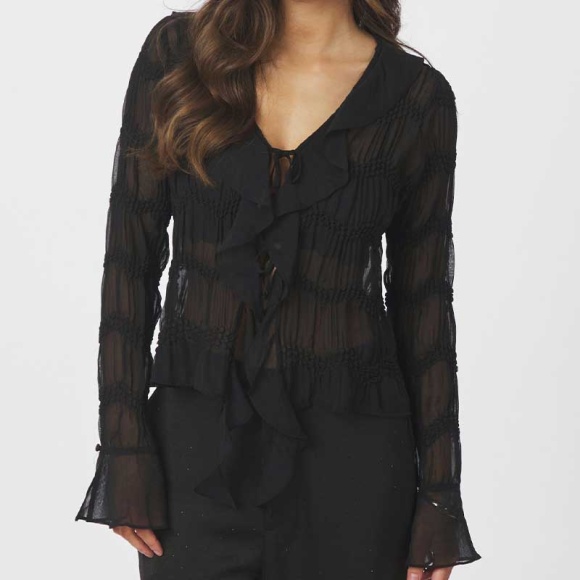 Neo Noir - Neo Noir Anika Crepe Chiffon Bluse 