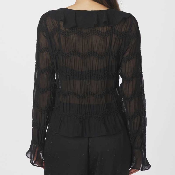 Neo Noir - Neo Noir Anika Crepe Chiffon Bluse 