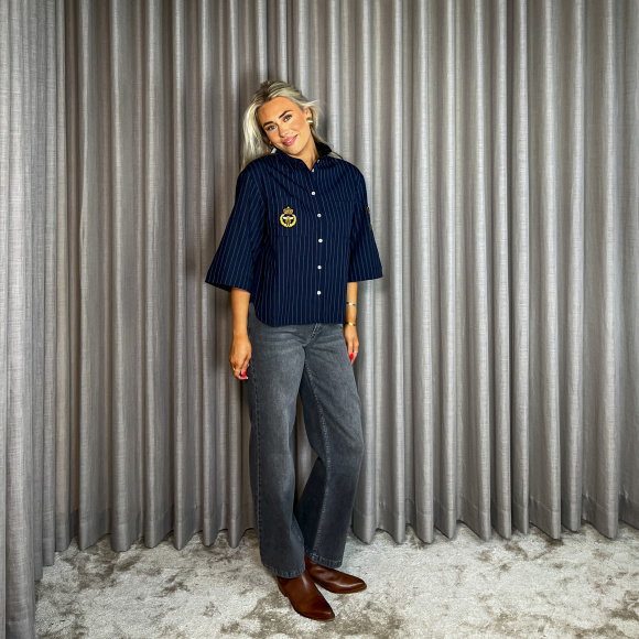 Continue - Continue Mili Pinstripe Patch Skjorte