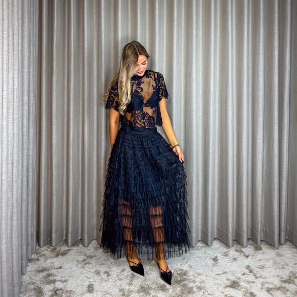 Black Colour - Black Colour Angelina Mesh Nederdel