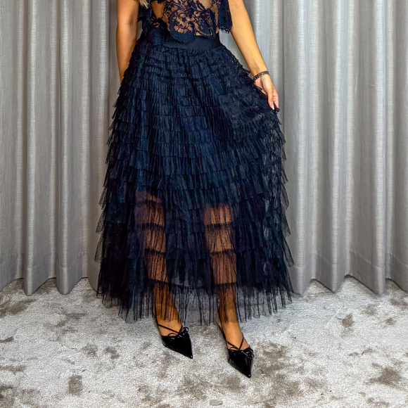 Black Colour - Black Colour Angelina Mesh Nederdel