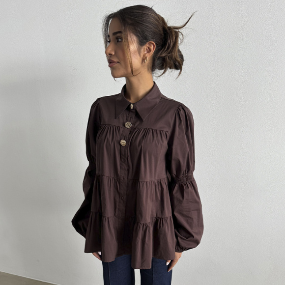 Continue - Continue Sanna Gold Buttos Bluse 