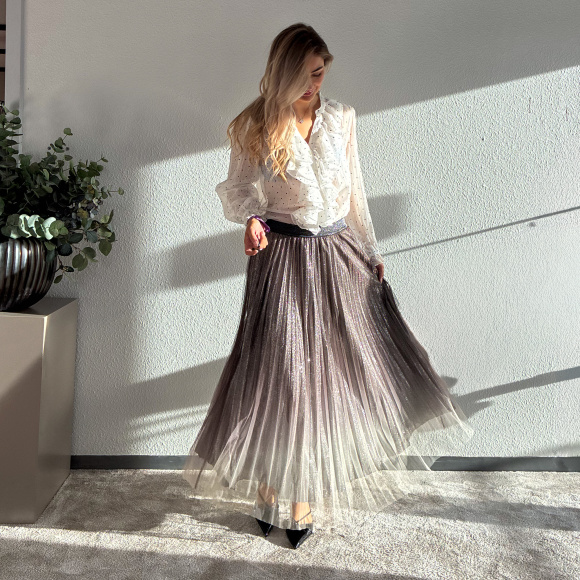 Co'couture - Co'couture Glitter Plissé Nederdel 