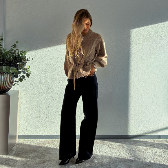 Co'couture - Co'couture Row Pointelle Tieb Cardigan