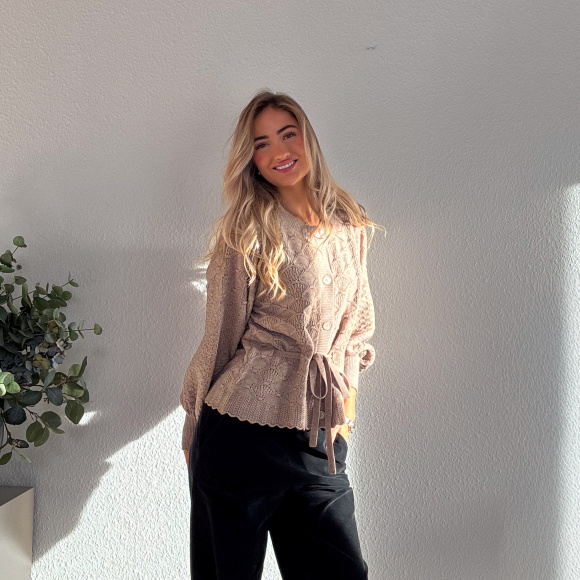 Co'couture - Co'couture Row Pointelle Tieb Cardigan