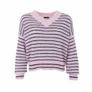 Black Colour - Black Colour Dell Striped V-neck Strik 