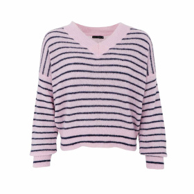 Black Colour Dell Striped V-neck Strik 