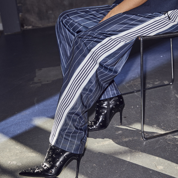 Haute L´amitié - Haute L'amitie Baggy Pin Stripe Track Pants