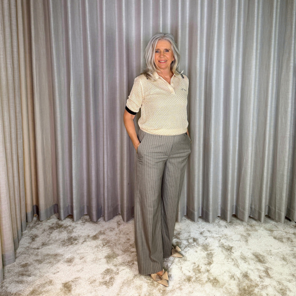 Co'couture - Co'couture Lue Pointelle Polo Strik 