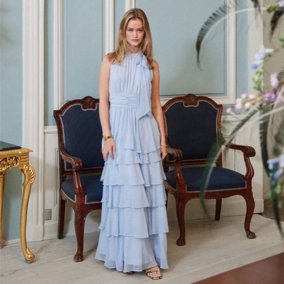 Neo Noir - Neo Noir Marli Solid Chiffon Kjole 