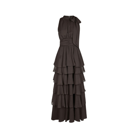 Neo Noir - Neo Noir Marli Solid Chiffon Kjole 