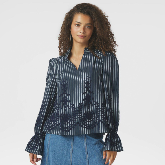 Neo Noir - Neo Noir Amara Stripe Bluse 