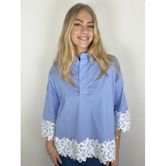 Continue - Continue Klara Stripe Embrodery Skjorte 