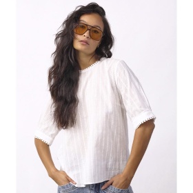 Co'couture Bessi V-Bluse - Off White