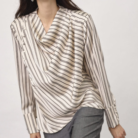 Co'couture HellyCC Button Stripe Bluse - Off White