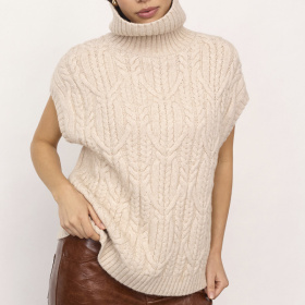 Co'couture RowCC Oversize Cable Strik Vest - Creme